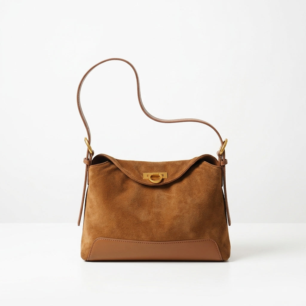 Sac épaule daim caramel