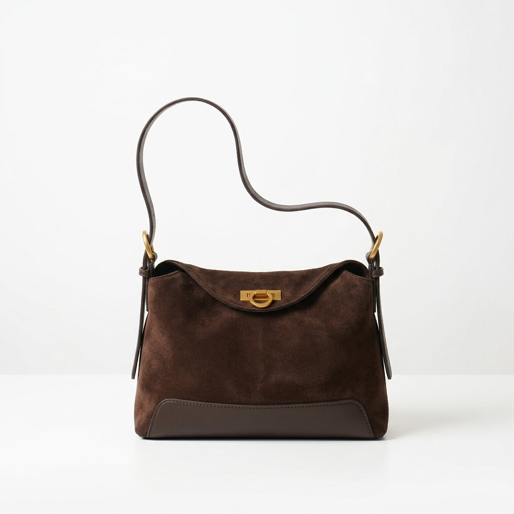 Sac épaule daim chocolat