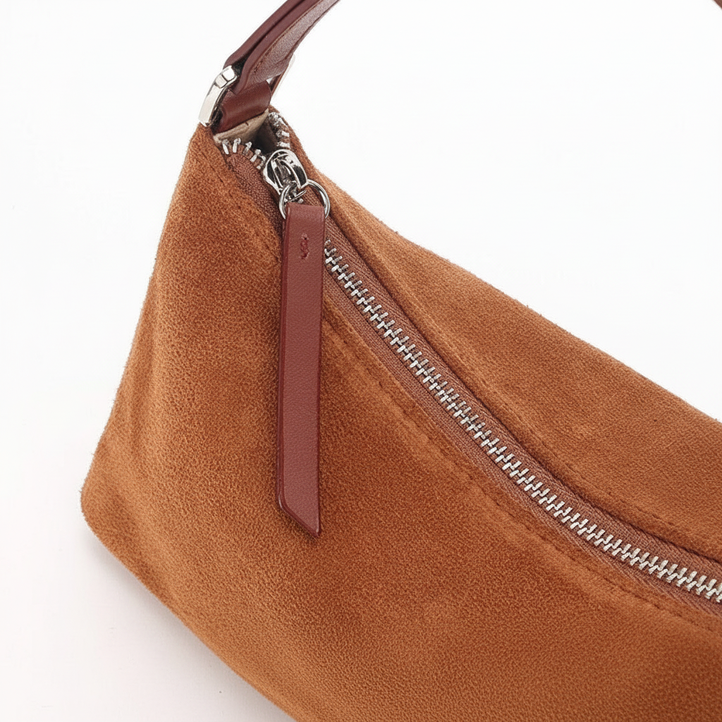 Gros plan zip sac baguette caramel
